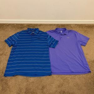 Under Armour Heatgear Stripe polo shirts lot of 2